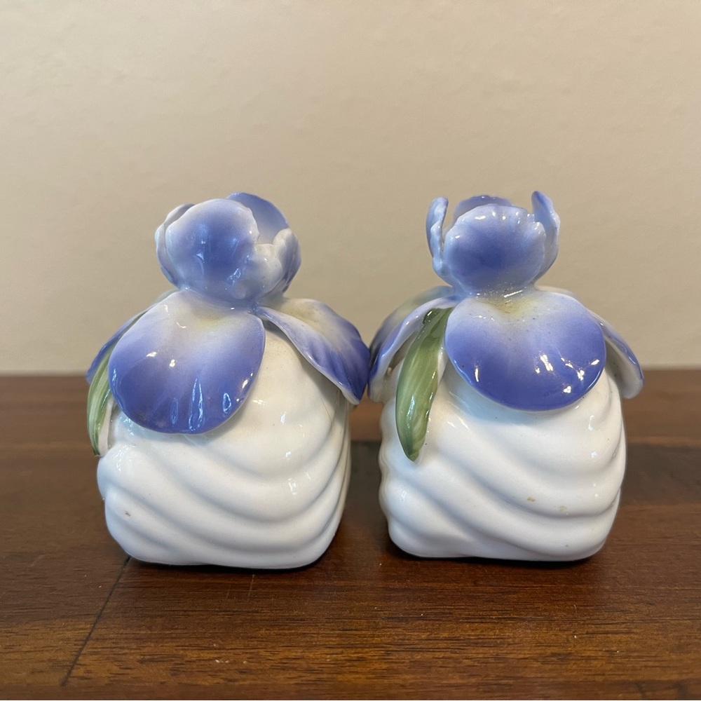 Vintage Bone China Iris Sat & Pepper Shakers